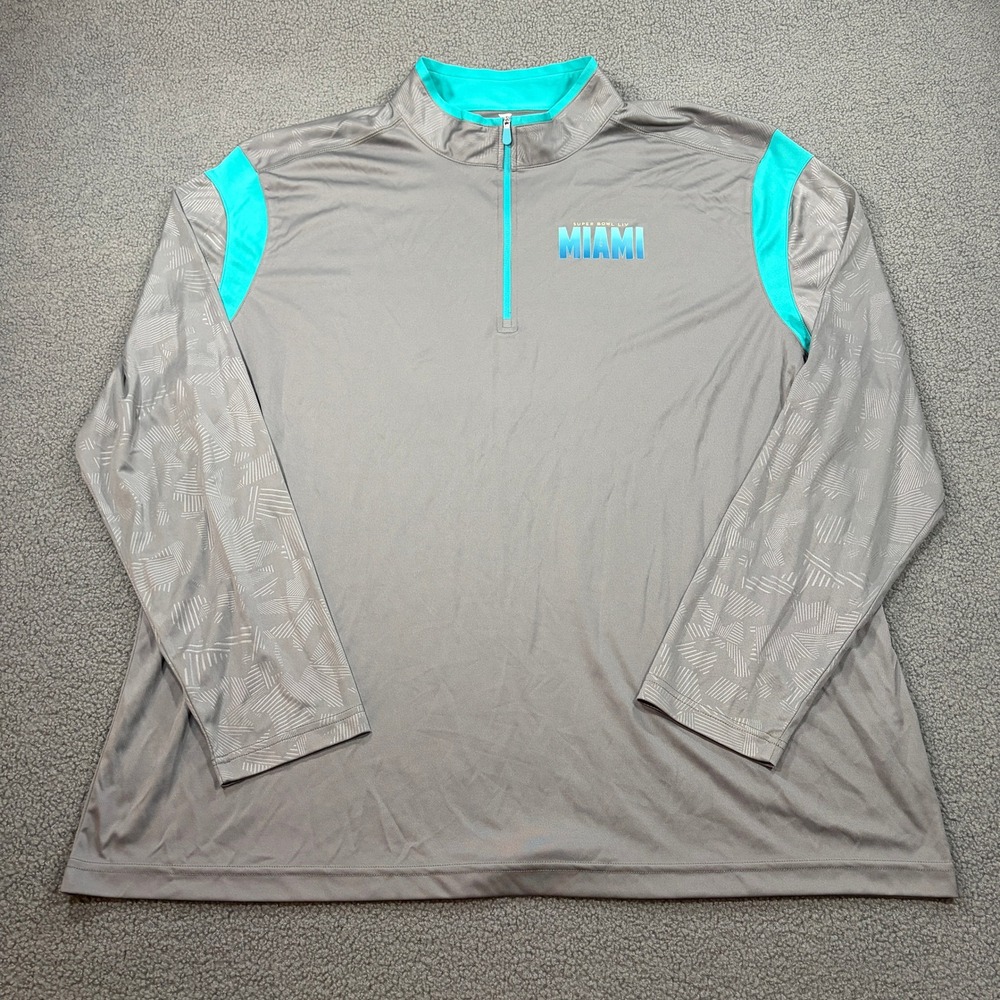 Fanatics Quarter Zip Pullover Mens 4XL Gray Super Bowl LIV Miami MAA9 Sportswear